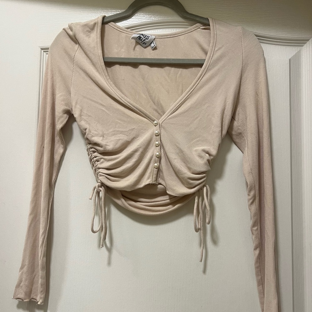 Princess PollyBeige Ruched Long Sleeve Top